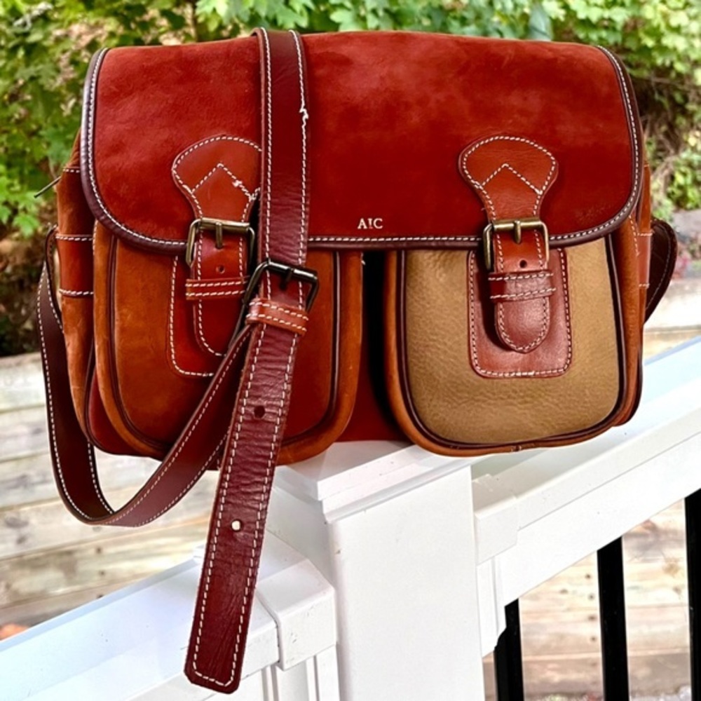 Unique Multi Suede Leather Crossbody Satchel